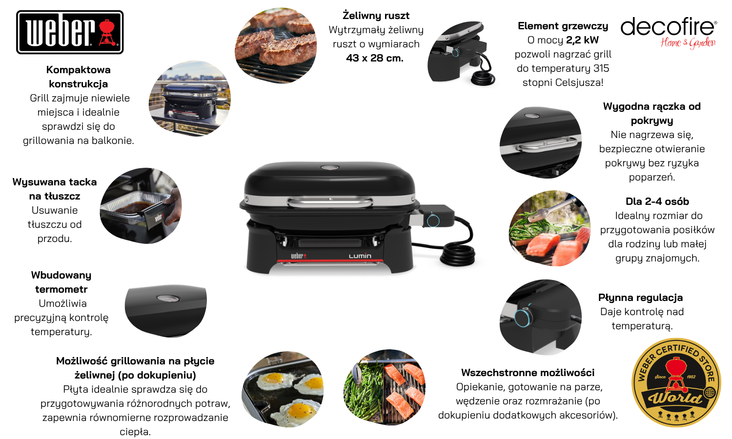 Grill elektryczny Weber Lumin Compact cechy