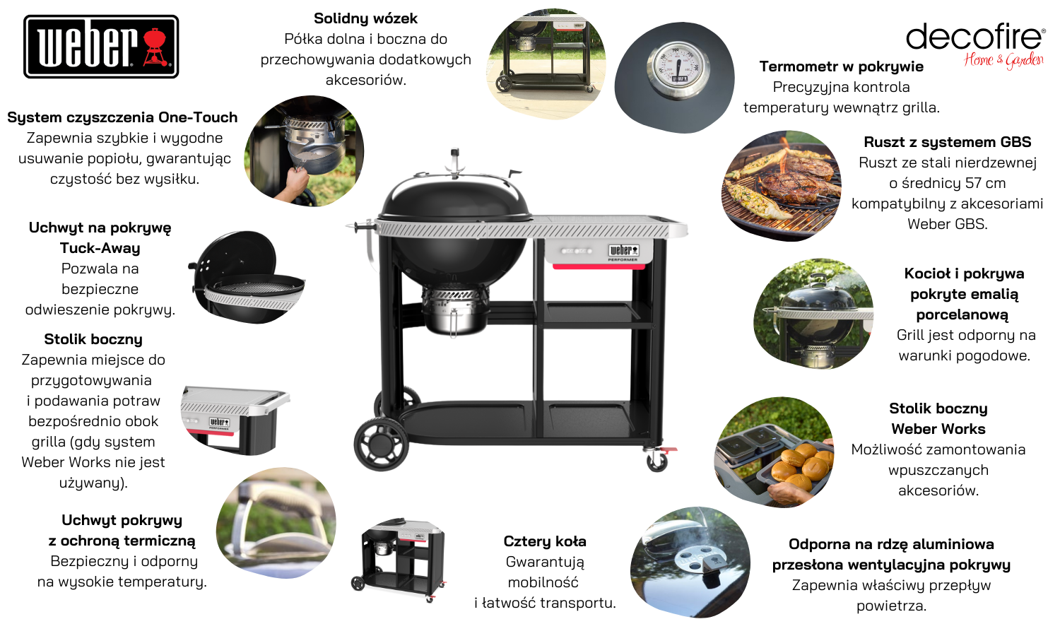Grill węglowy Weber Performer Premium 57 cm cechy