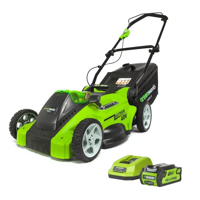 GreenWorks Akumulatorowa Kosiarka 40 cm G-MAX 3w1 40 V zestaw z 1 baterią 4 Ah i 1 ładowarką (2500007VB)