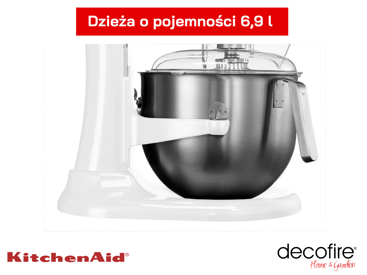 Mikser Heavy Duty 7 White 6,9 l KitchenAid posiada dużą dzieżę o pojemności 6,9 l