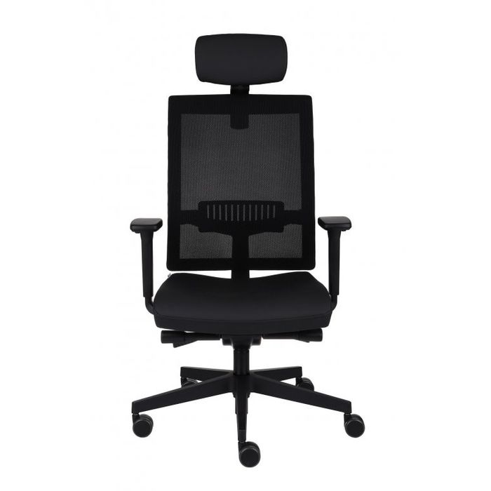 Fotel biurowy Grospol Level BS HD BLACK tkanina Synergy - 12 kolorów