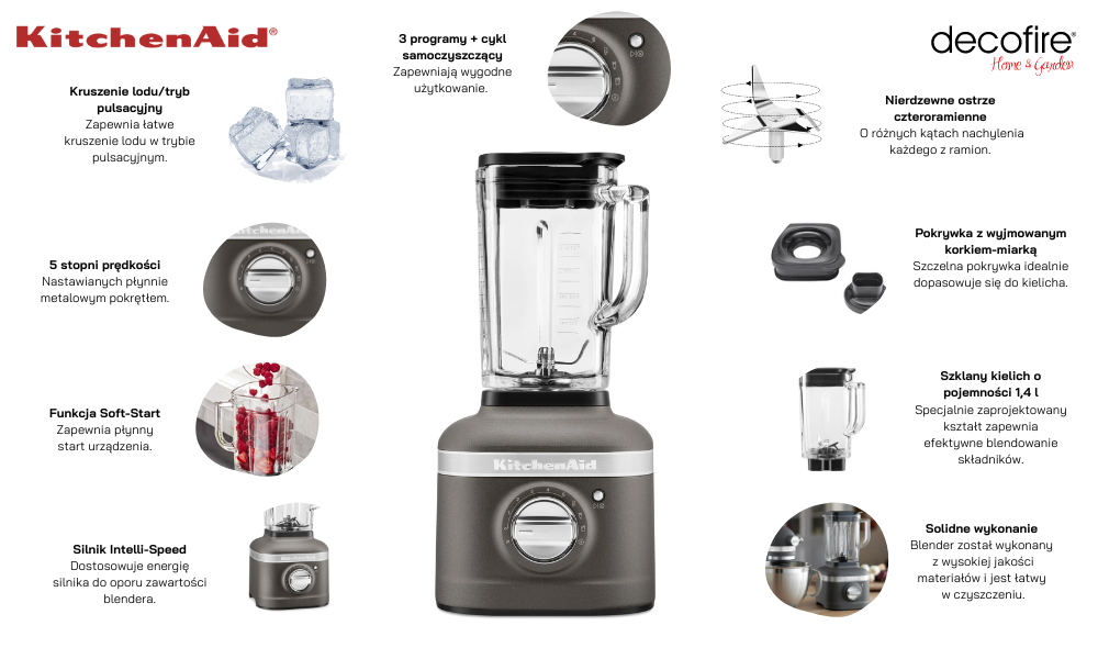 Blender K400 Artisan 1,4 l Imperial Grey KitchenAid (5KSB4026EGR)