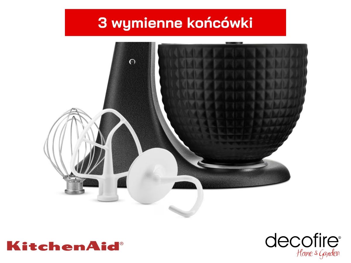 Mikser Artisan z uchylną głowicą Cast Iron Black 4,7 l KitchenAid z 3 wymiennymi końcówkami