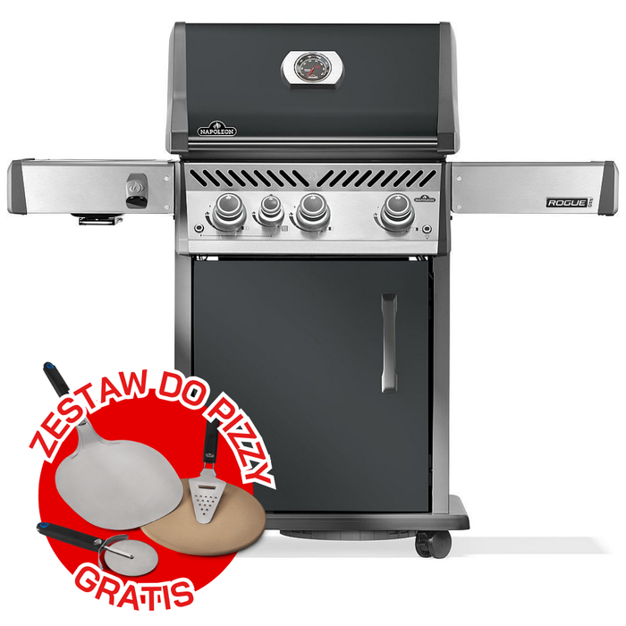 Grill gazowy Napoleon Rogue PRO 425 z palnikiem bocznym Sizzle Zone, Szary (RP425SIBPCH-2-PL) ⭐ GRATIS! Zestaw do pizzy