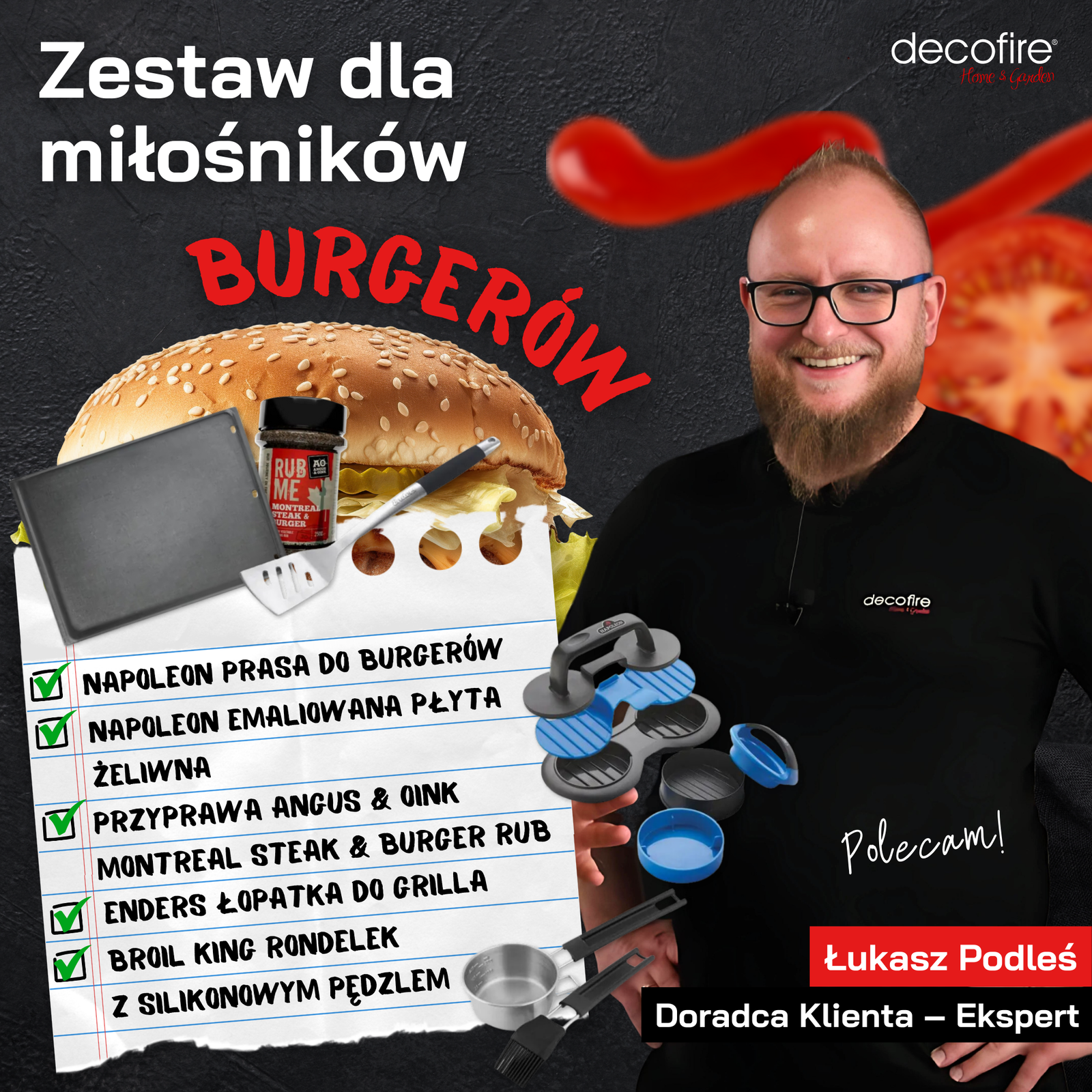 Zestaw do grillowania burgerów od Łukasza