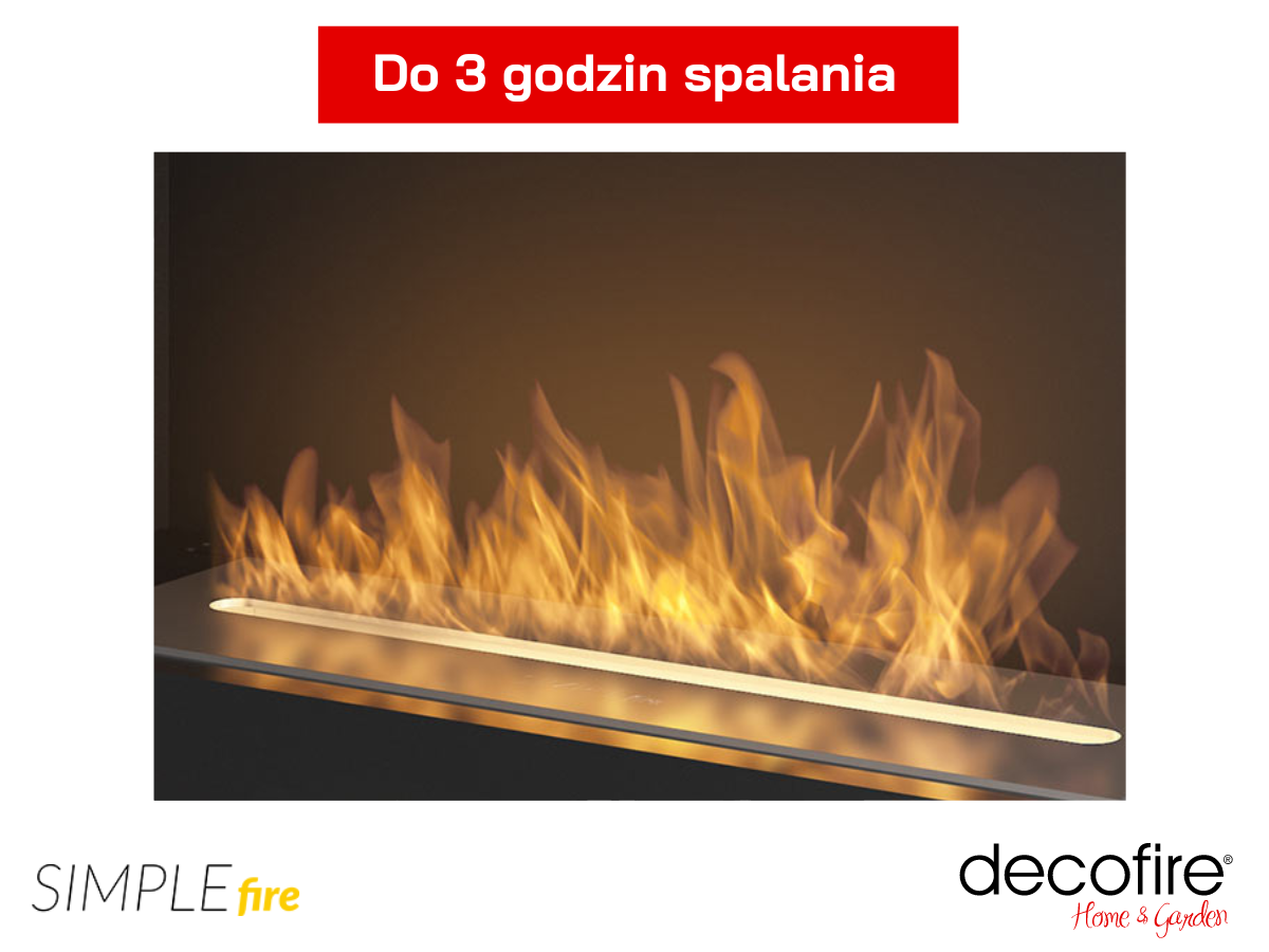 Spalanie w biokominku Simple Fire CORNER 600R do 3 godzin