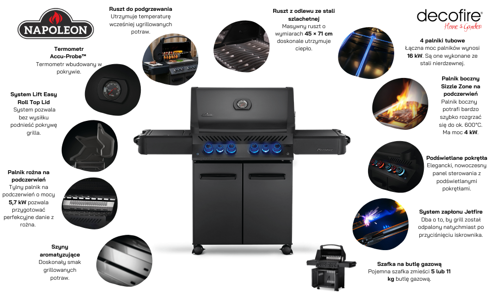 Grill gazowy Napoleon Phantom Prestige 500, mat black cechy