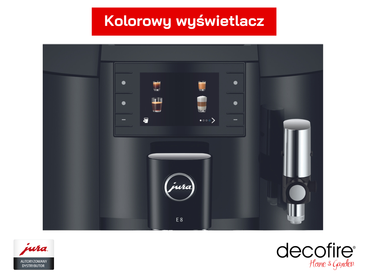 Ekspres do kawy Jura E8 Piano Black (EC) kolorowy wyświetlacz