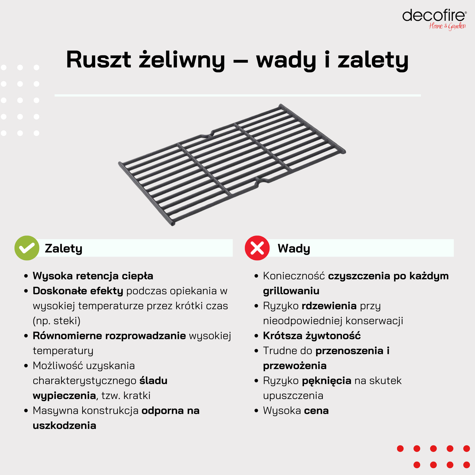Ruszt żeliwny wady i zalety
