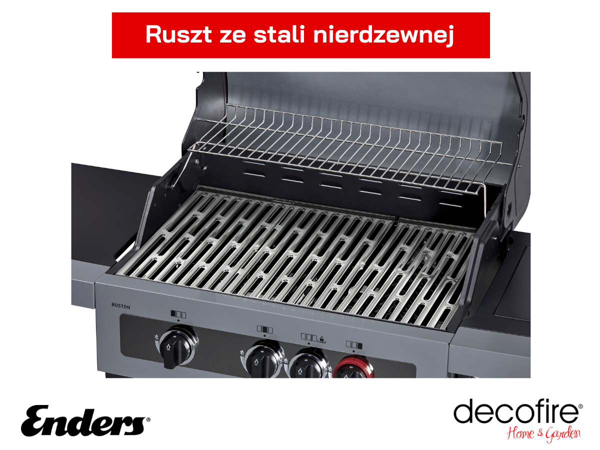 Ruszt ze stali nierdzewnej w grillu gazowym Enders Boston Black 3 K Turbo