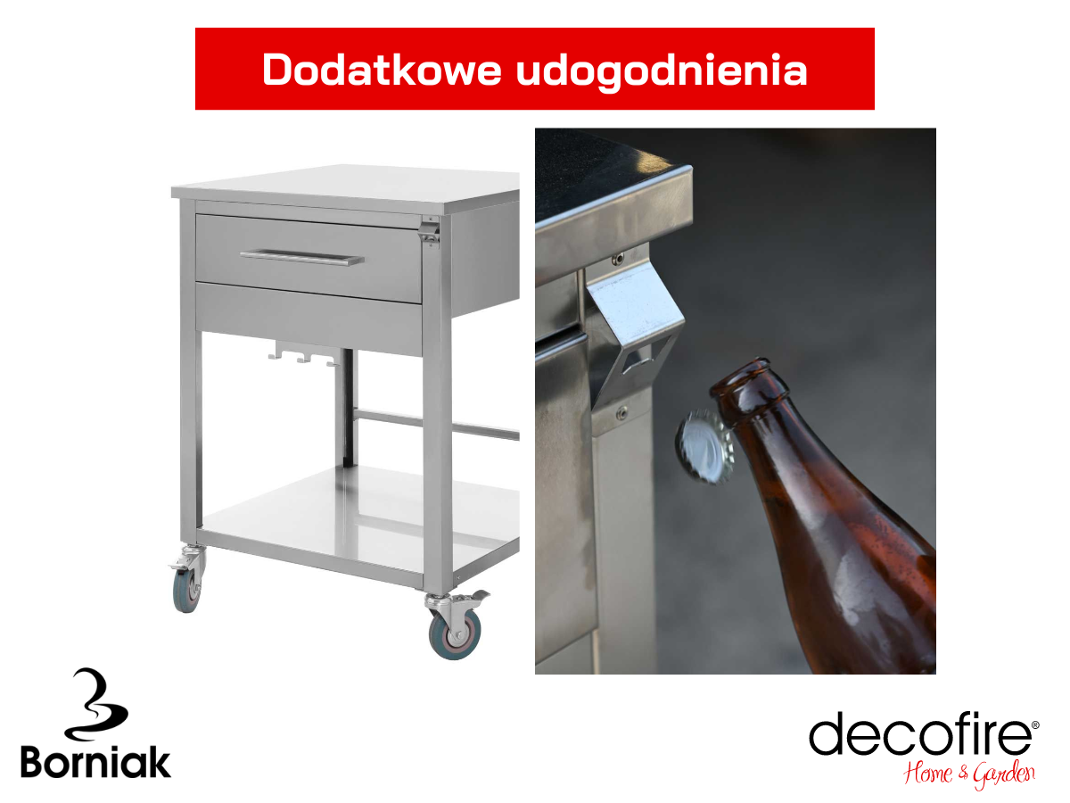 Dodatkowe udogodnienia: otwieracz do butelek i haczyki