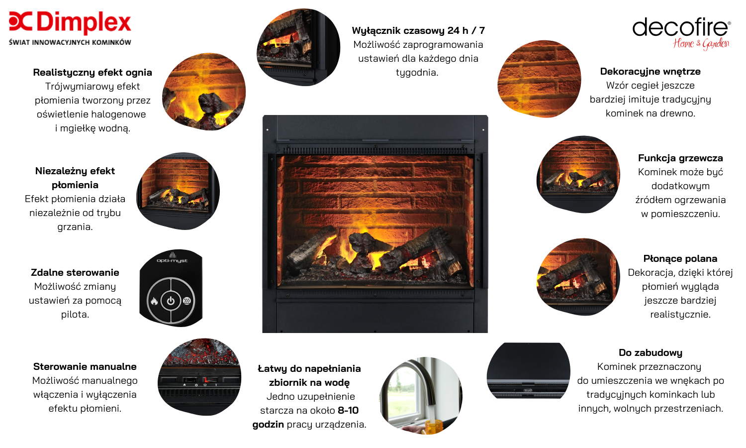 Dimplex wkład kominkowy 3D Engine 56 / 600 B z cegiełkami