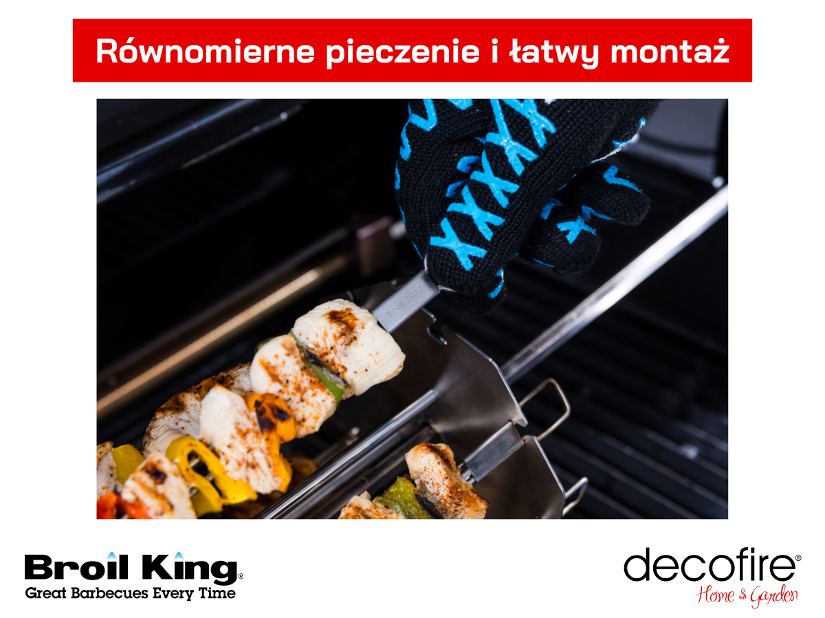 Równomiernie upieczone szaszłyki i łatwy montaż