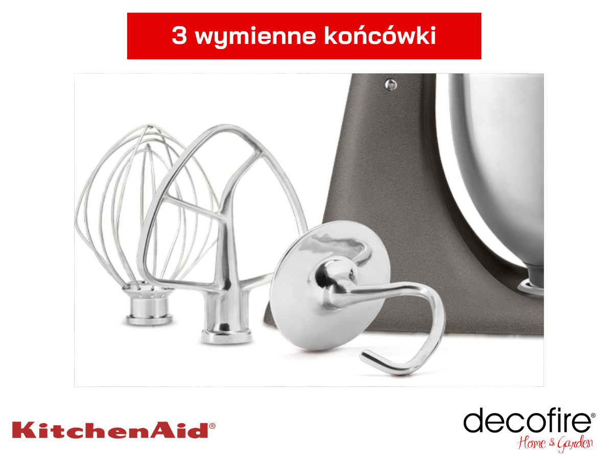 Mikser Artisan 5KSM185PS Imperial Grey KitchenAid z trzema wymiennymi końcówkami