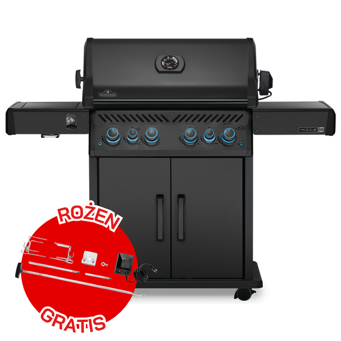 Grill gazowy Napoleon ROGUE PRO-S 525 RSIB z palnikiem rożna i palnikiem bocznym na podczerwień, czarny mat (RPS525RSIBPMK-2-PL) ⭐ PROMOCJA! ROŻEN