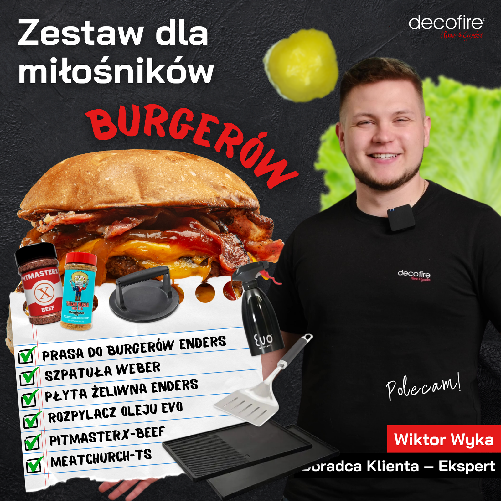 Zestaw do grillowania burgerów od Wiktora