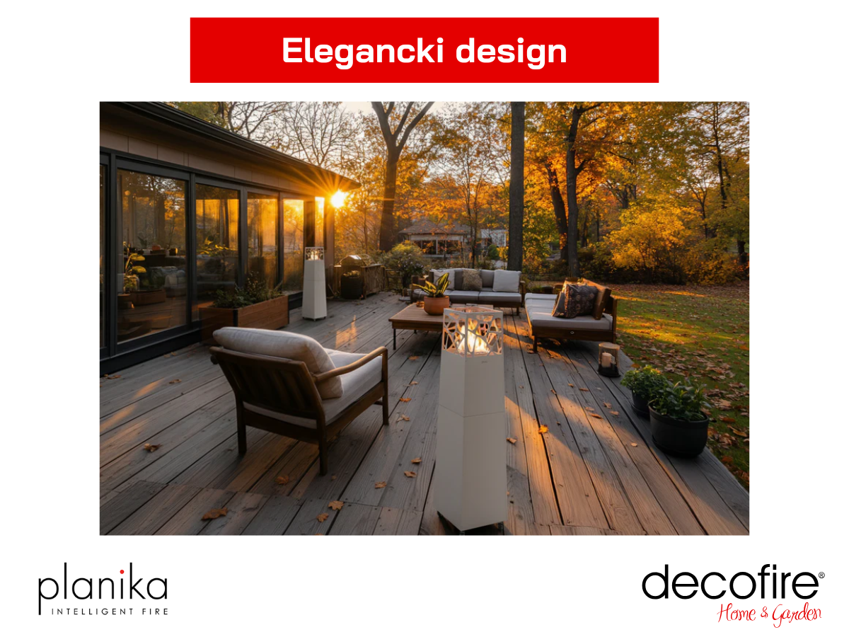 Kominek gazowy wolnostojący Pyramid Grey Planika – elegancki design