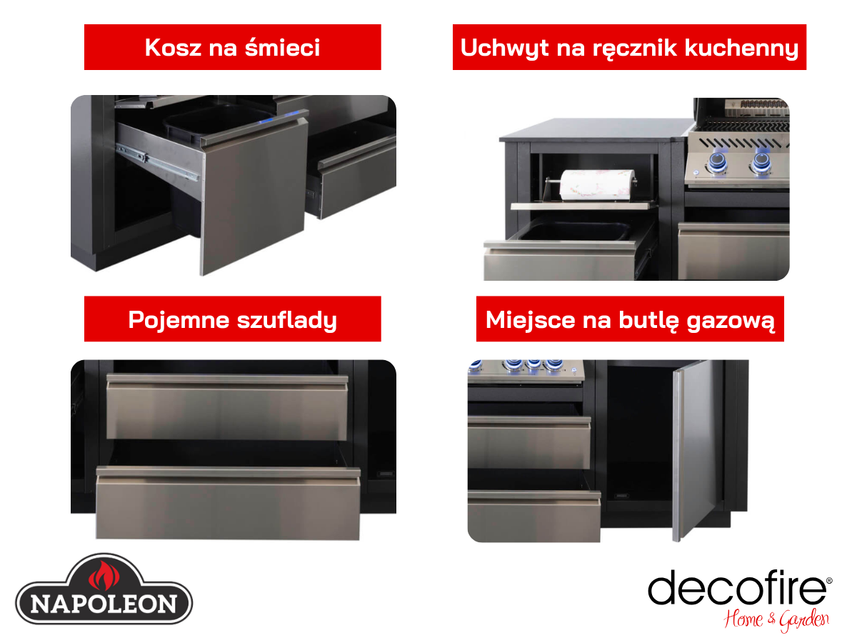 Kuchnia zewnętrzna grill gazowy Napoleon OASIS 105 – funkcjonalne dodatki