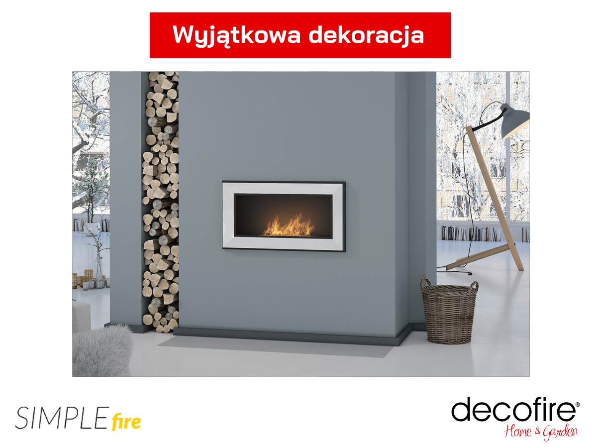 Biały wiszący biokominek Simple Fire FRAME 900 w salonie