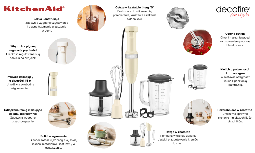 Blender ręmczny z akcesoriami Almond Cream KitchenAid