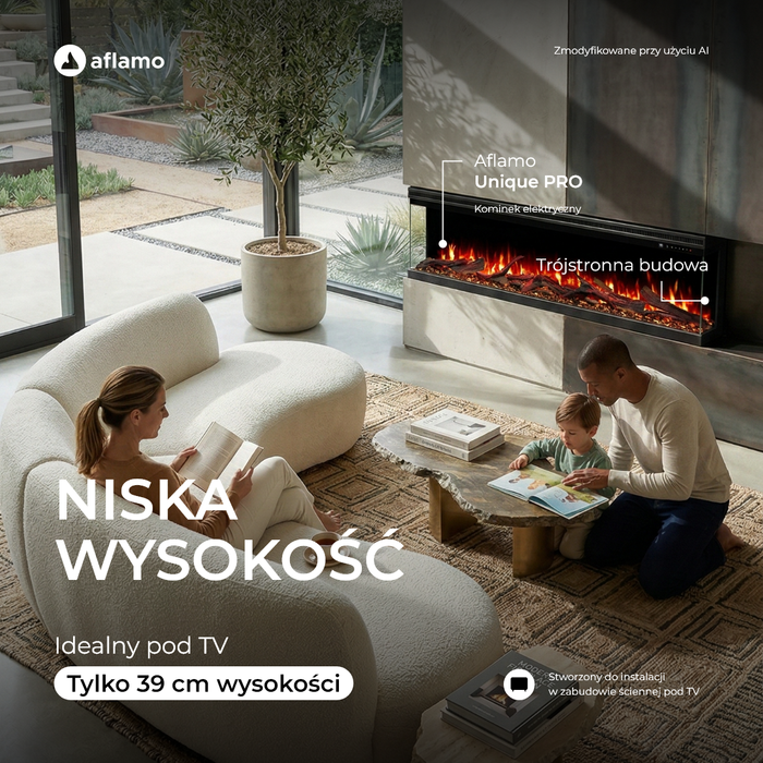 Aflamo kominek elektryczny Unique PRO ścienny, do zabudowy