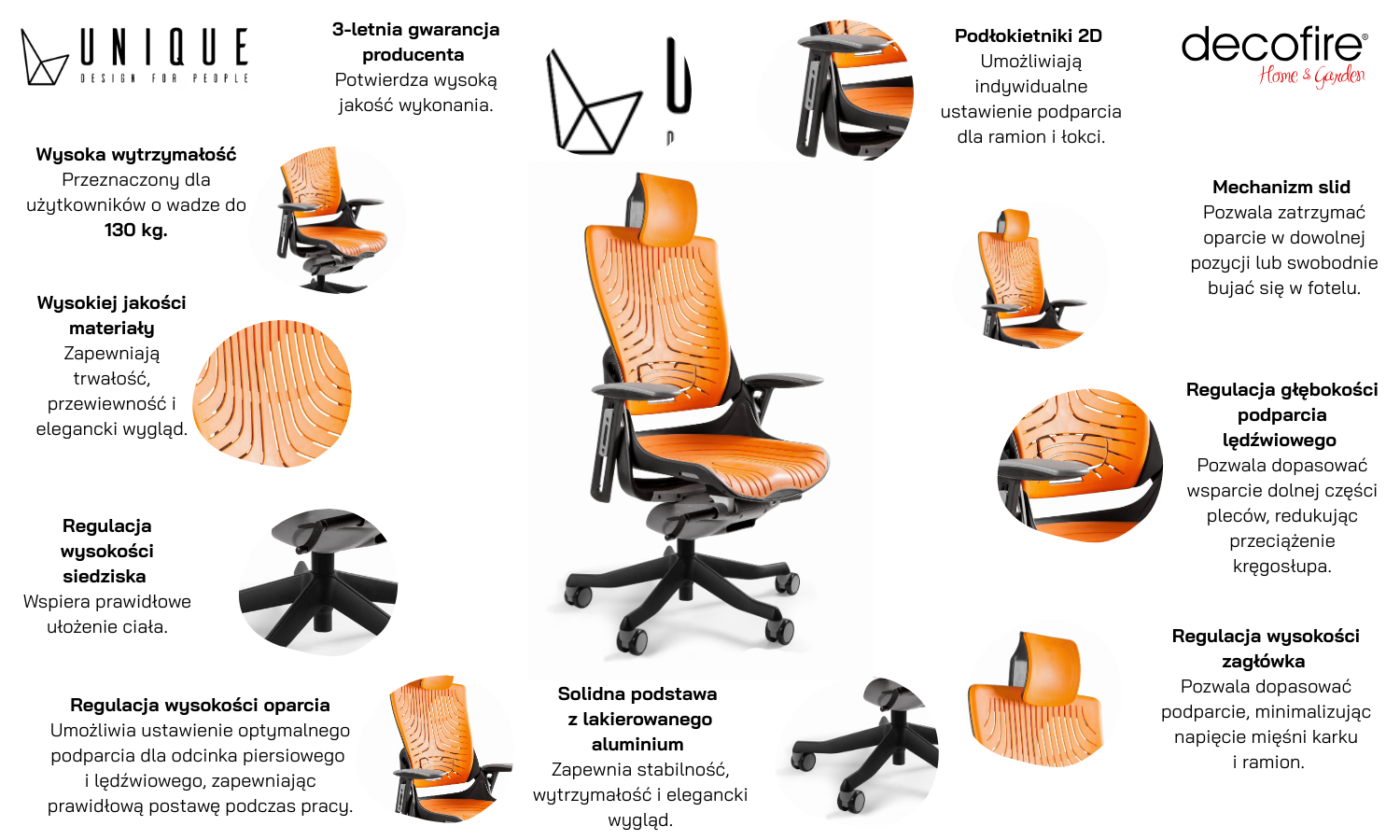 Fotel biurowy Unique WAU 2 czarny / elastomer mango