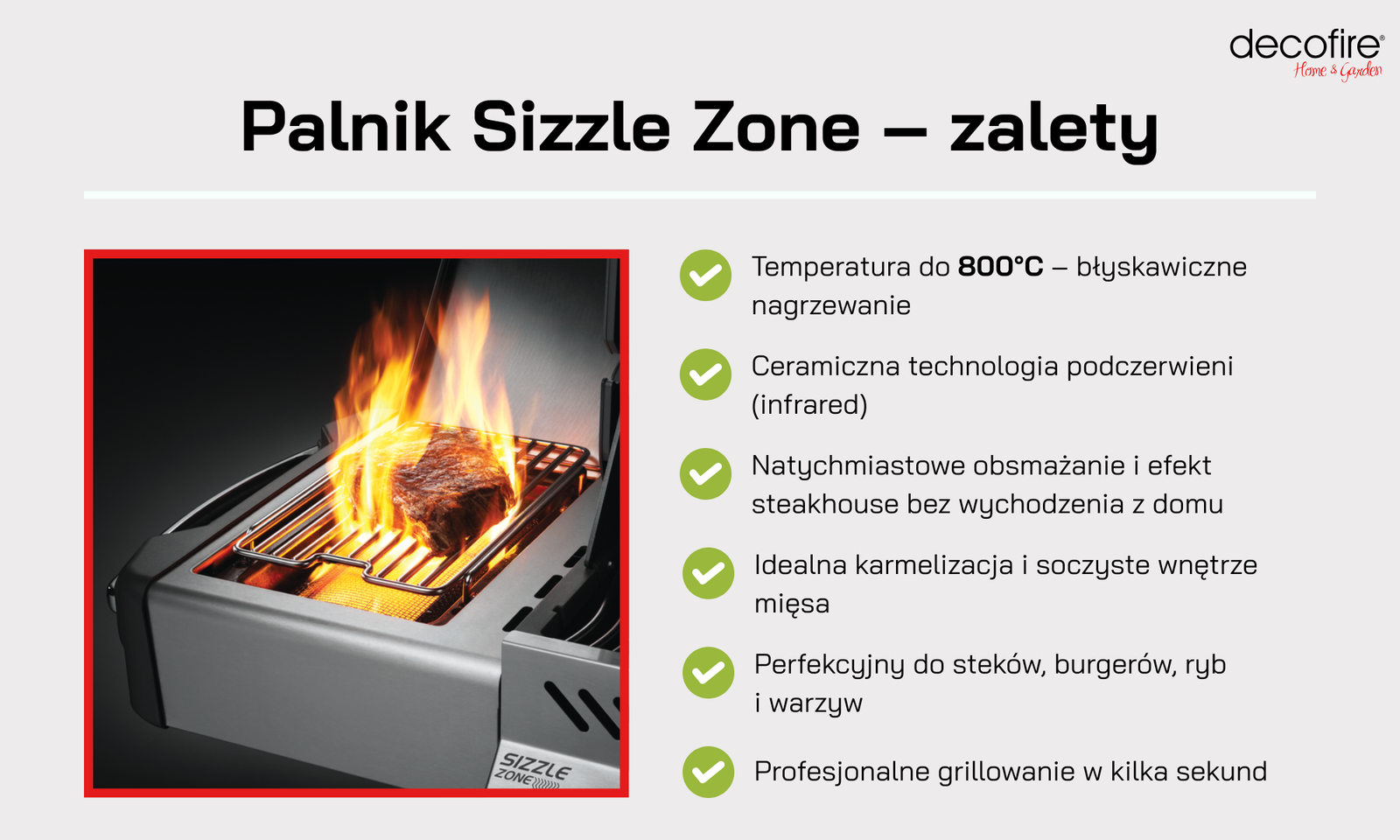 Zalety palnika Sizzle Zone