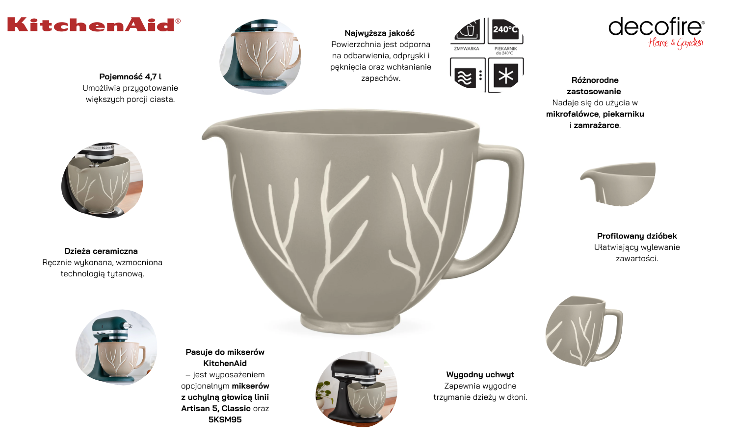 Unikalna dzieża ceramiczna Bare Trees 4,7 l Artisan 5 KitchenAid (5KSM2CB5BL)
