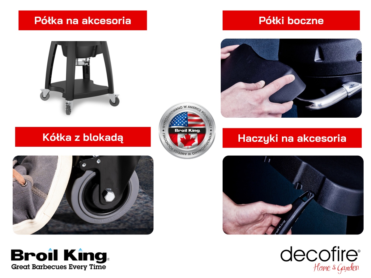 Mobilna podstawa i zdejmowane półki boczne – dodatkowe udogodnienia w grillu węglowym KEG™ Kamado Broil King
