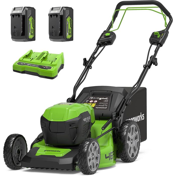 Greenworks Kosiarka 46 cm akumulatorowa 2x 24V GD24X2LM46SPK4x zestaw ładowarka dual + 2 aku. 4Ah (GR2512807UD) 