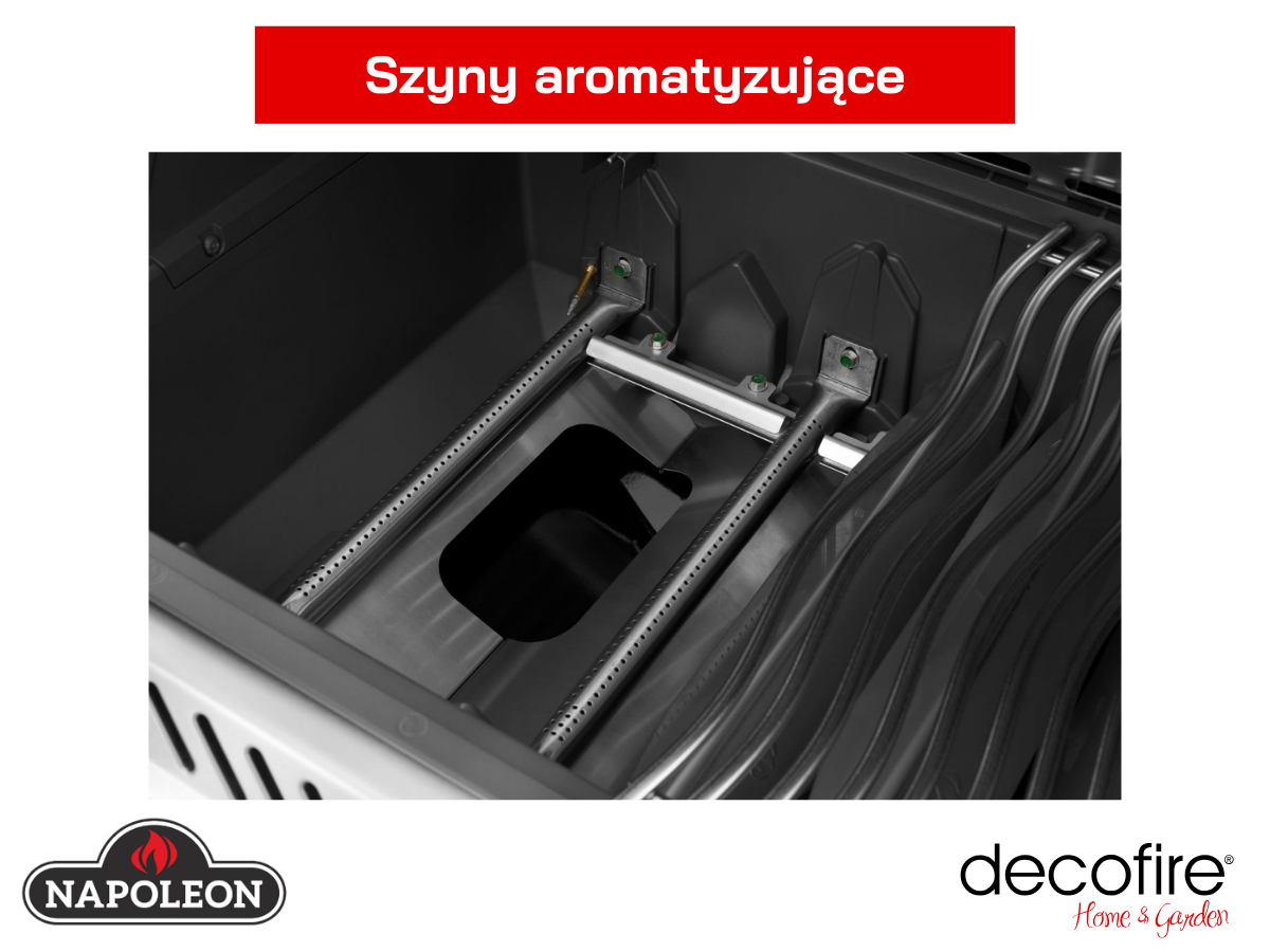 Grill gazowy Napoleon Prestige PRO 500 z palnikiem rożna i palnikiem bocznym Sizzle Zone – dwupoziomowe aromatyzery
