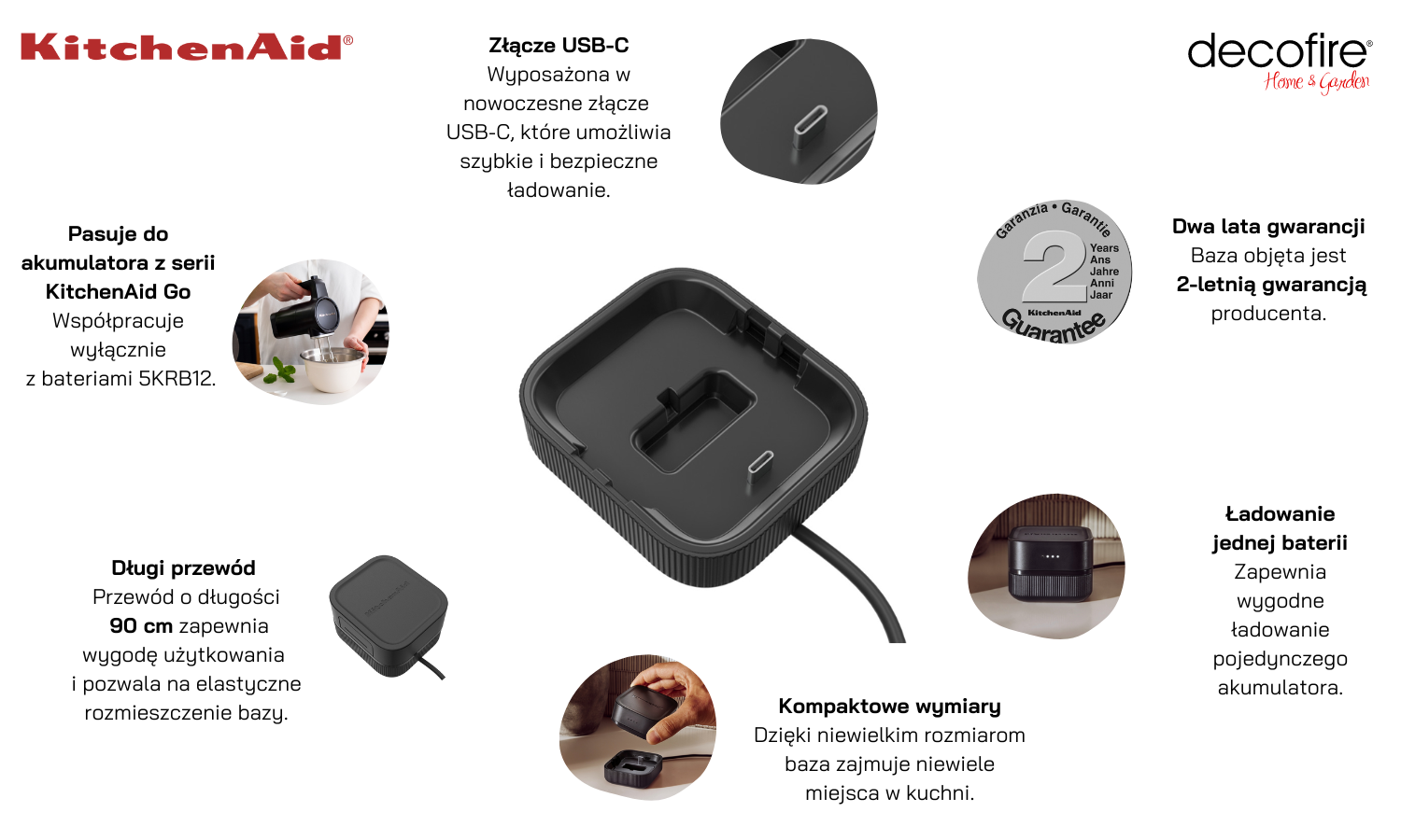 Baza ładująca akumulatora KitchenAid Go (5KRBC12)