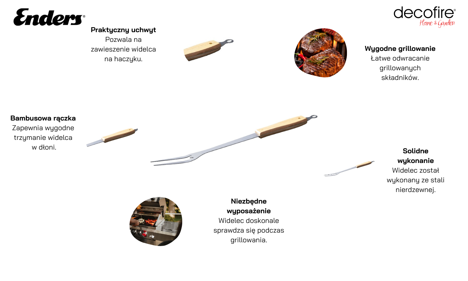Widelec do grilla z bambusową rączką