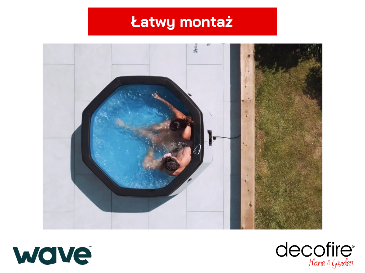 Jacuzzi ogrodowe Wave Como ośmiokątne węgiel czarny 6-osobowe – łatwy montaż