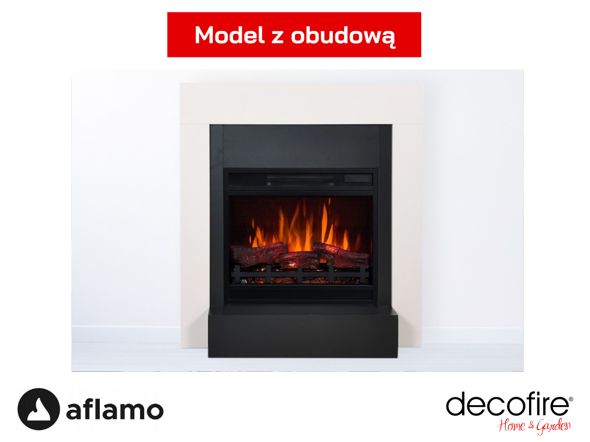 Wolnostojący kominek elektryczny Aflamo Simple LED 3D z obudową