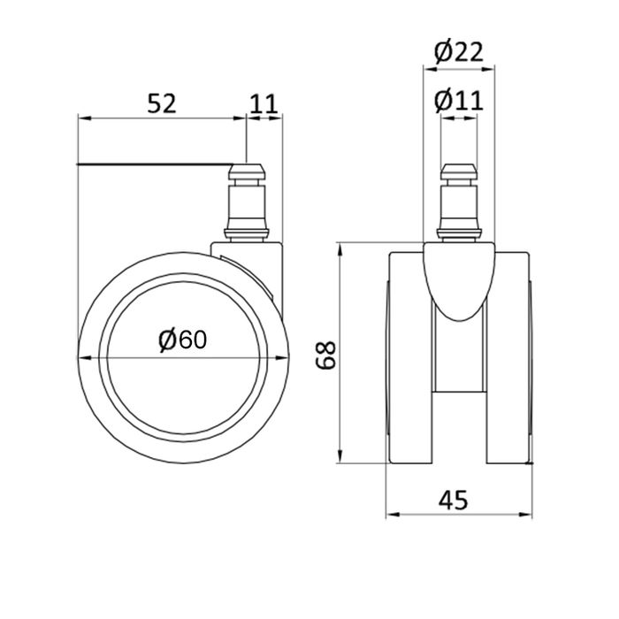 Grospol Kółka miękkie białe do foteli biurowych 60 mm - 5 szt.