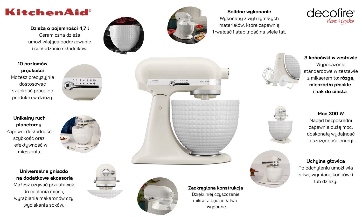 Mikser Artisan z uchylną głowicą Porcelain 4,7 l KitchenAid (5KSM156CXEPL)