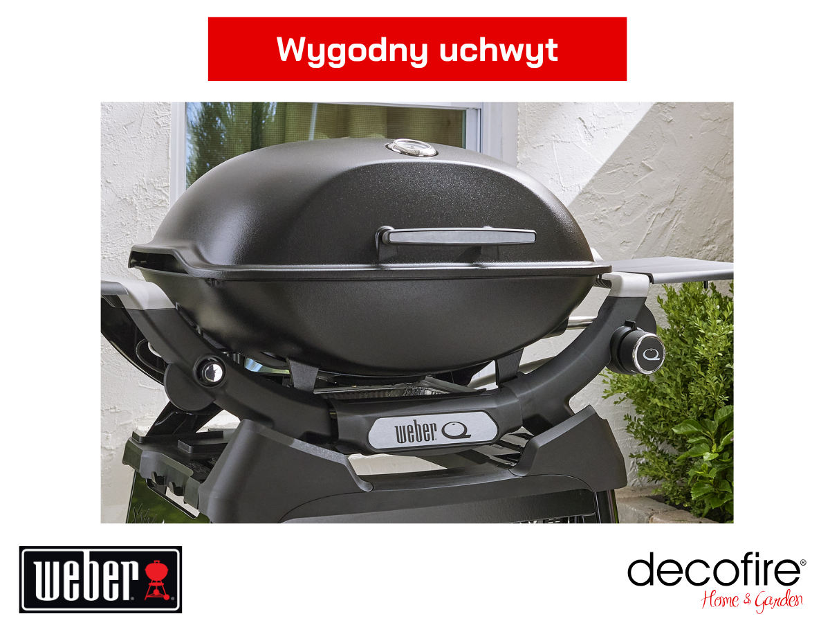 Grill gazowy Weber Q 2200N ze stolikami bocznymi i wózkiem Premium – wygodny uchwyt