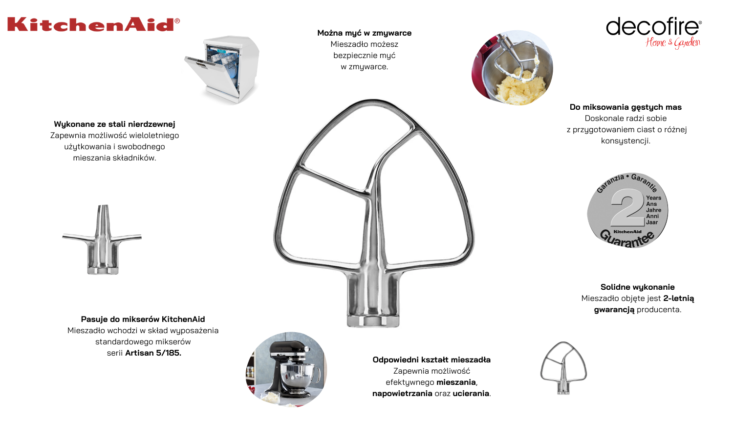 Mieszadło INOX do Artisan 5 / Classic KitchenAid (5KSM5THFBSS)