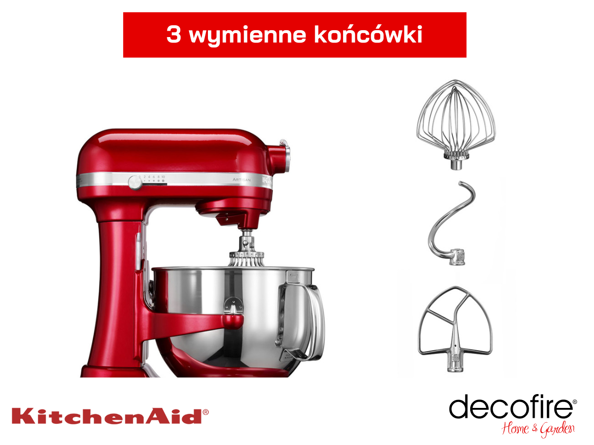 Mikser Artisan 7 Empire Red z 3 wymiennymi końcówkami w zestawie
