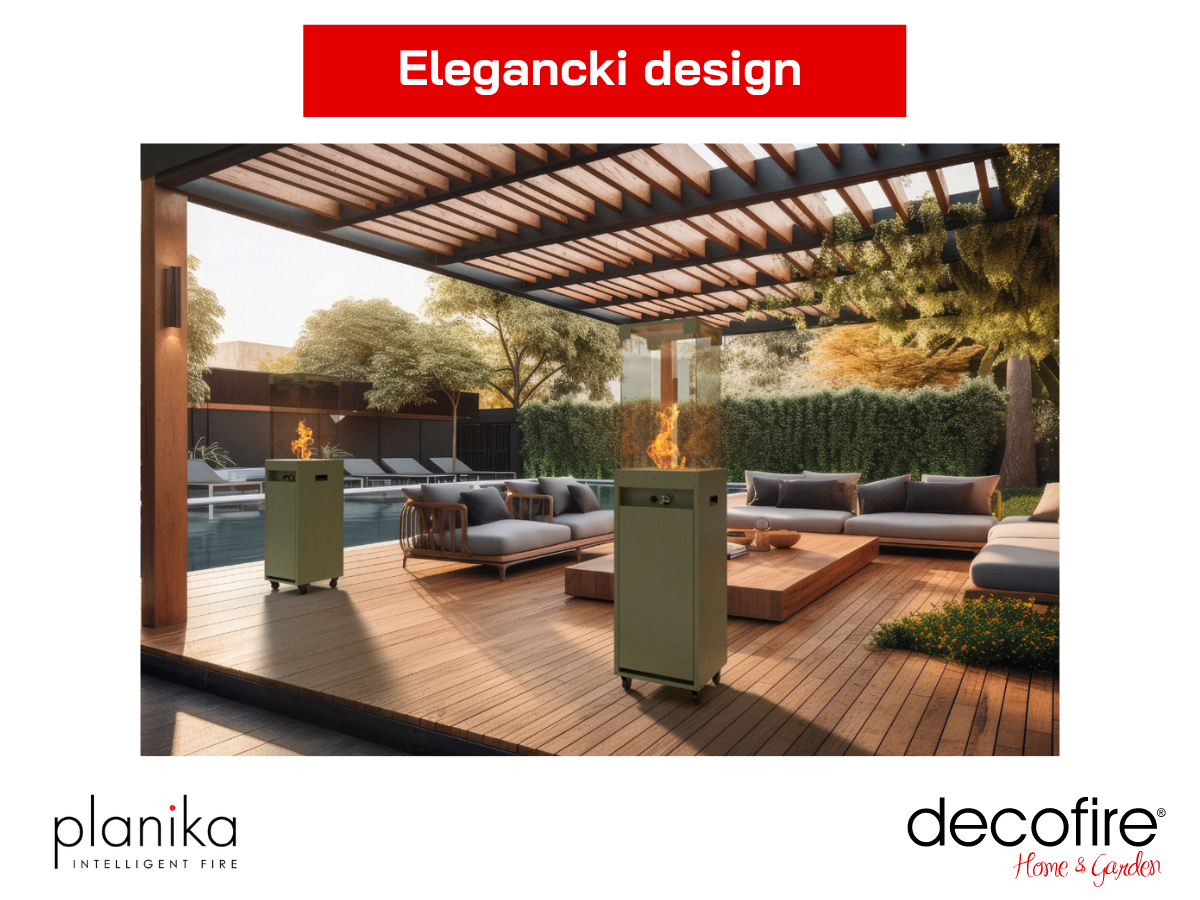 Elegancki design kominka gazowego Faro Pale Green
