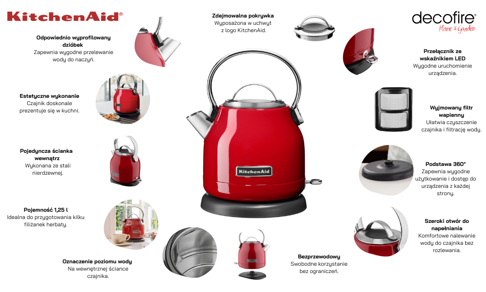 Czajnik Stella 1,25 l Empire Red KitchenAid (5KEK1222EER)