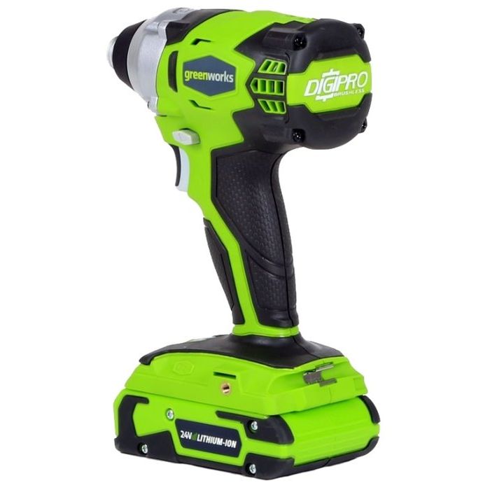 GreenWorks Akumulatorowa Wkrętarka udarowa DigiPro 24 V Zestaw – 2 baterie 2Ah + Ładowarka (32067)