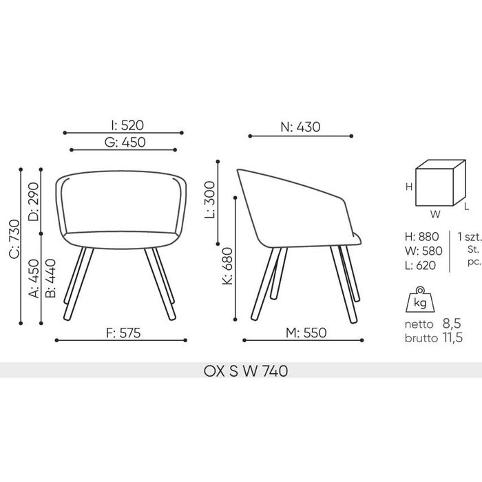 Fotel krzesło OX:CO OX SW 740 Bejot