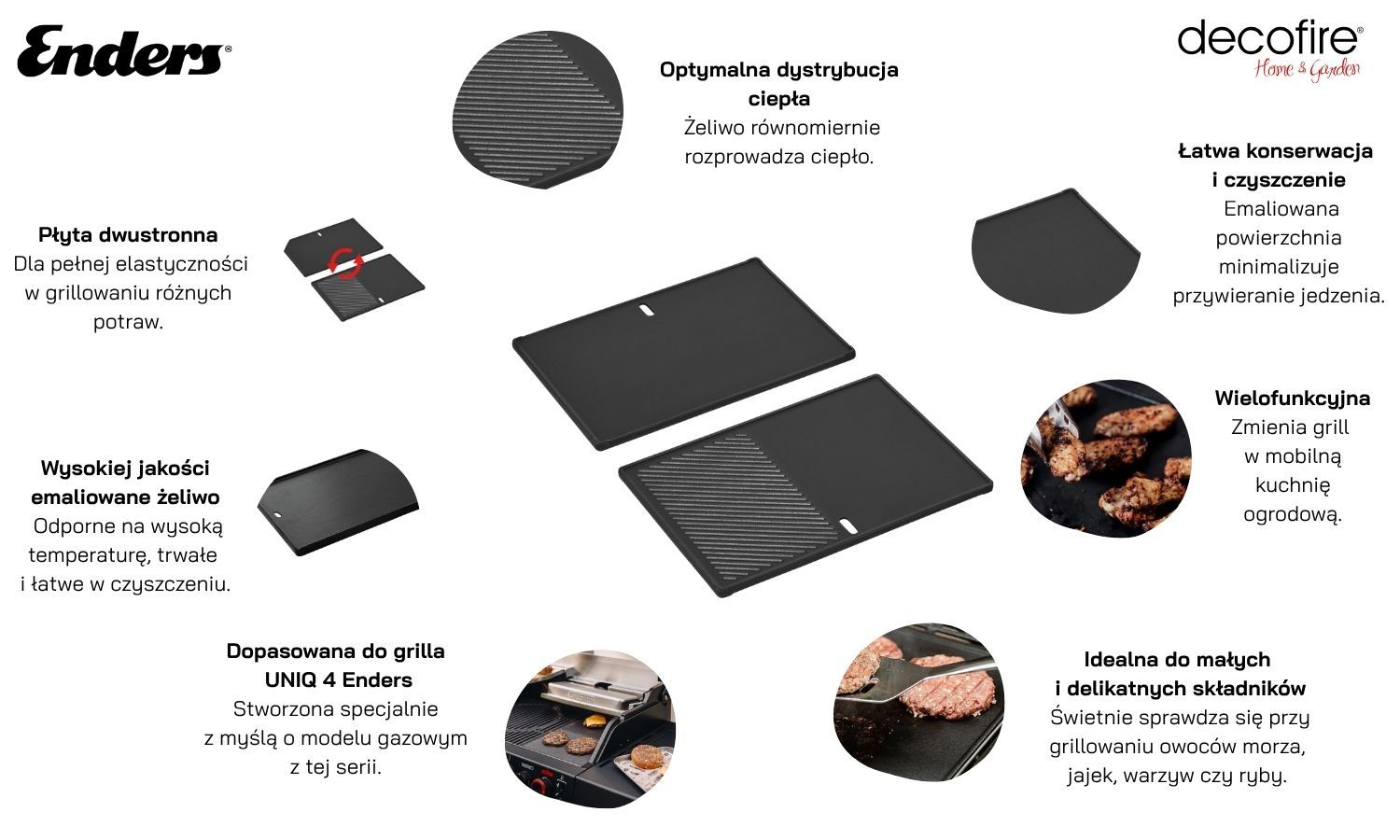 Plancha, płyta żeliwna dwustronna Switch Grid do grilla UNIQ 4 Enders (7993)