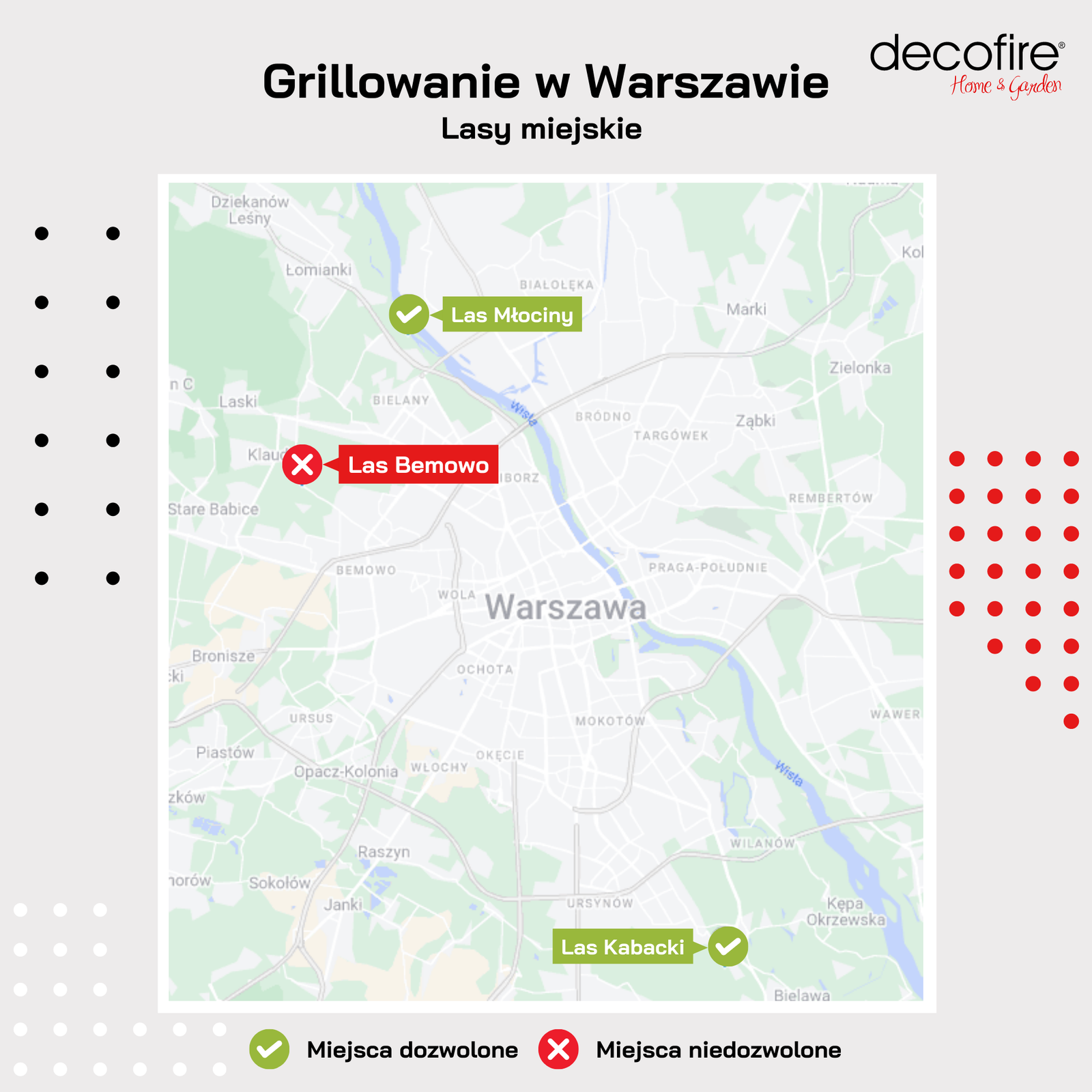 Grill w Warszaiwe lasy miejskie mapka
