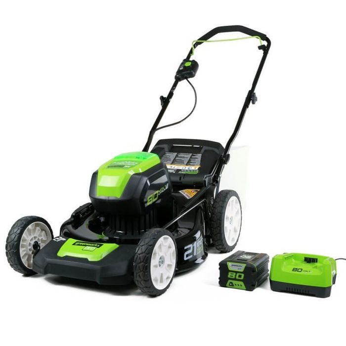 Zestaw GreenWorks Kosiarka 80 V + Pilarka łańcuchowa 80 V + Kosa/Podkaszarka 80 V + Akumulator 4Ah 80 V + Ładowarka 80 V - W ZESTAWIE TANIEJ!