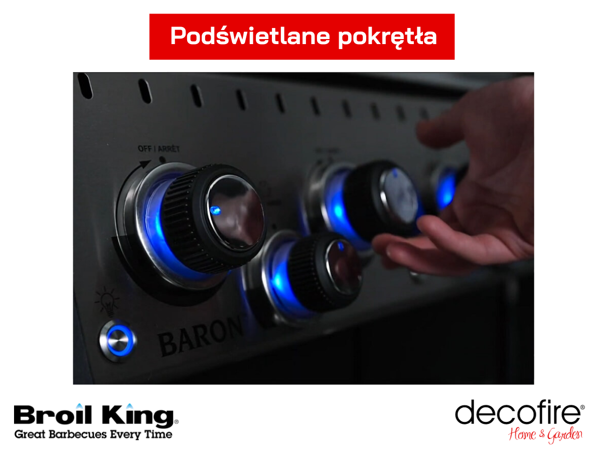 Podświetlane pokrętła w modelu Baron 490 Shadow