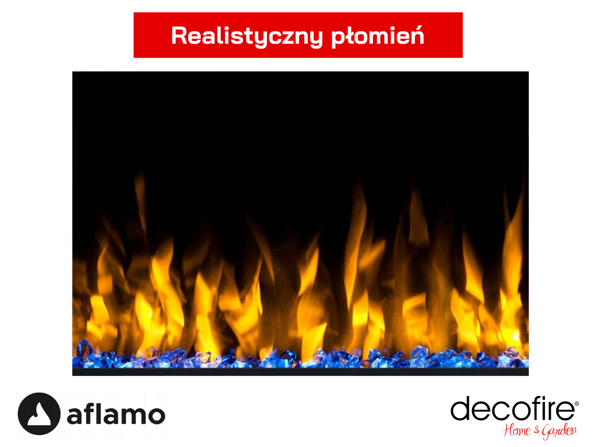 Realistyczny płomień w kominku elektrycznym Aflamo Pride
