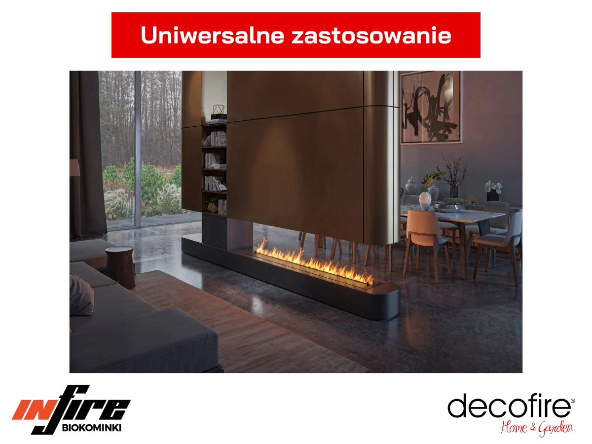 Biokominek do zabudowy Infire Etronic Burner 2000 w salonie